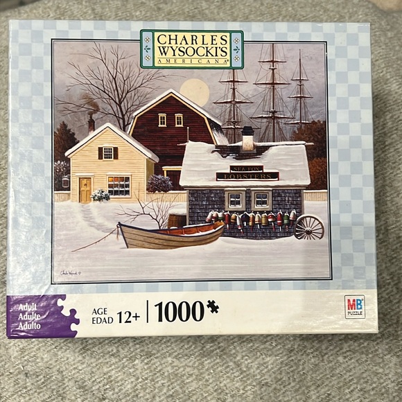 Lobster House in Winter Snow Buoys Boat 1000 Piece Puzzle Wysocki - Picture 1 of 5